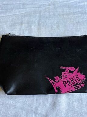 Black and Pink 'Paris' Cosmetic Pouch - Women Makeup Bag